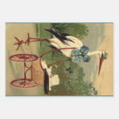 ヴィンテージビクトリアンストークとベビーキャリッジ ラッピングペーパーシート (正面2)