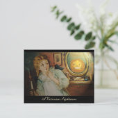 ヴィンテージビクトリアンスプークドガール&パンプキン鏡 ポストカード (スタンド正面)