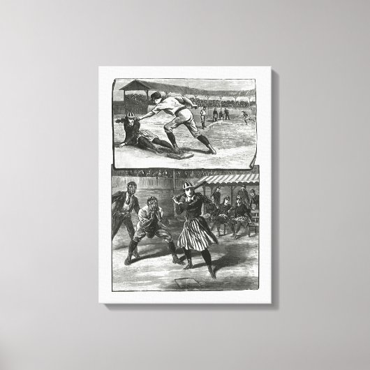 ヴィンテージビクトリアンスポーツ女子球団 キャンバスプリント (正面)