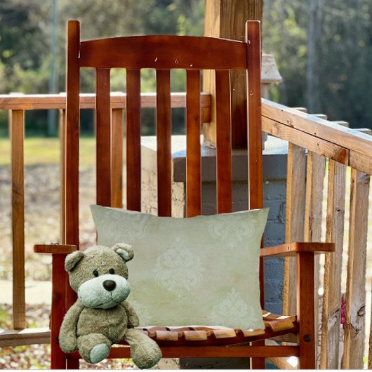 ヴィンテージビクトリアンスモーキーグリーンアレーダマスク アクセントクッション