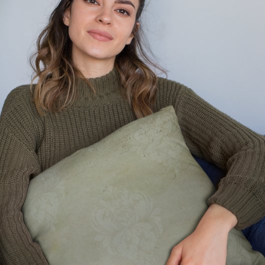 ヴィンテージビクトリアンスモーキーグリーンアレーダマスク クッション