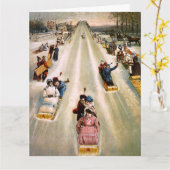 ヴィンテージビクトリアンスリディングヒルクリスマス カード (黄色い花)