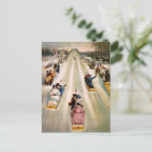 ヴィンテージビクトリアンスリディングヒルクリスマス シーズンポストカード (スタンド正面)