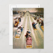 ヴィンテージビクトリアンスリディングヒルクリスマス シーズンポストカード (正面/裏面)