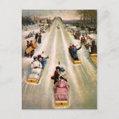 ヴィンテージビクトリアンスリディングヒルクリスマス シーズンポストカード (正面)