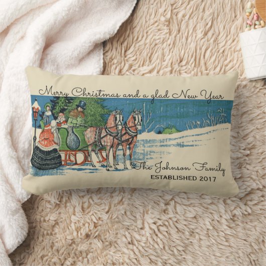 ヴィンテージビクトリアンスリー乗り家族 ランバークッション (ブランケット)