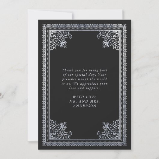 ヴィンテージビクトリアンス結婚シルバーの写感謝してい真 サンキューカード (裏面)
