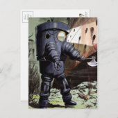 ヴィンテージビクトリアンダイビングスーツイラストレーション ポストカード (正面/裏面)