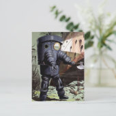 ヴィンテージビクトリアンダイビングスーツイラストレーション ポストカード (スタンド正面)