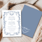 ヴィンテージビクトリアンダスティブルー結婚ズモノグラム 招待状