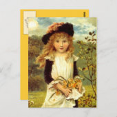 ヴィンテージビクトリアンダフォディルガールポストカード ポストカード (正面/裏面)