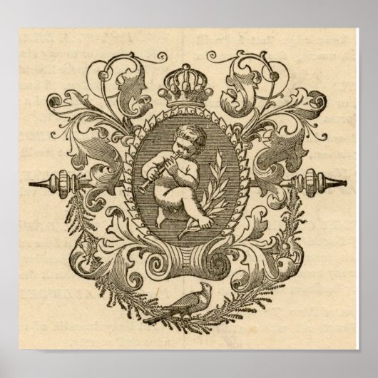 ヴィンテージビクトリアンチェルブアートプリント ポスター (正面)