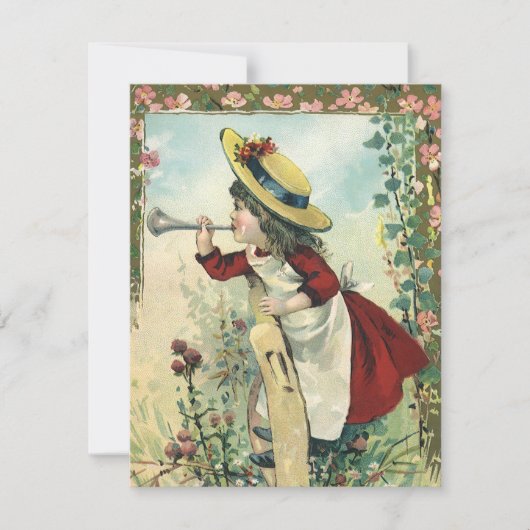 ヴィンテージビクトリアンチャイルドガールズ吹ラッパ草原 (正面)