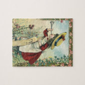 ヴィンテージビクトリアンチャイルドガールズ吹ラッパ草原 ジグソーパズル (横)