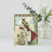 ヴィンテージビクトリアンチャイルドガールズ吹ラッパ草原 ポストカード (スタンド正面)