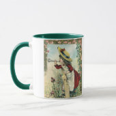 ヴィンテージビクトリアンチャイルドガールズ吹ラッパ草原 マグカップ (左)