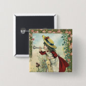 ヴィンテージビクトリアンチャイルドガールズ吹ラッパ草原 缶バッジ (正面&裏面)