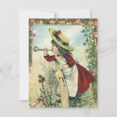 ヴィンテージビクトリアンチャイルドガールビュルバースデーパーティー 招待状 (正面)