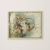 ヴィンテージビクトリアンチャイルド、女の子春フルーツバスケット ジグソーパズル (横)