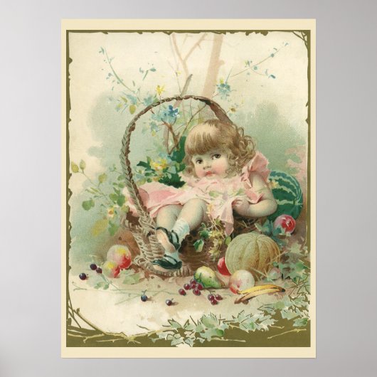 ヴィンテージビクトリアンチャイルド、女の子春フルーツバスケット ポスター (正面)