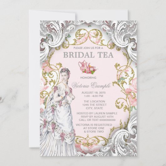 ヴィンテージビクトリアンティーパーティー 招待状 (正面)