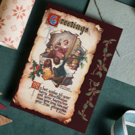 ヴィンテージビクトリアンディケンスクリスマスカロル挨拶 シーズンポストカード