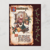 ヴィンテージビクトリアンディケンスクリスマスカロル挨拶 シーズンポストカード (正面)