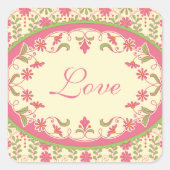 ヴィンテージビクトリアンデイジー結婚式用シール スクエアシール (正面)