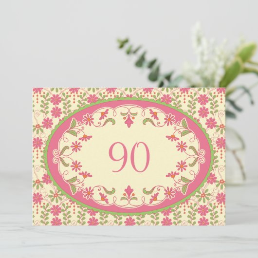 ヴィンテージビクトリアンデイジー誕生日招待状 招待状 (スタンド正面)