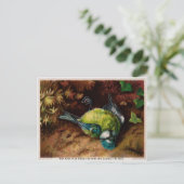 ヴィンテージビクトリアンデッドバードクリスマスハガキ ポストカード (スタンド正面)