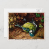 ヴィンテージビクトリアンデッドバードクリスマスハガキ ポストカード (正面/裏面)