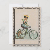 ヴィンテージビクトリアンドッグ自転車誕生日 招待状 (裏面)