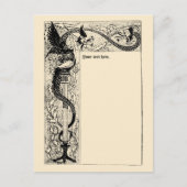 ヴィンテージビクトリアンドラゴン縁どテンプレート ポストカード (正面)