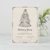 ヴィンテージビクトリアンドレス誕生日 招待状 (スタンド正面)