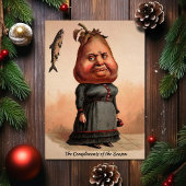 ヴィンテージビクトリアンナシのヘッドレディークリスマスカード シーズンカード