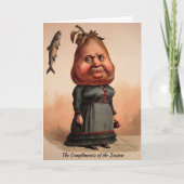 ヴィンテージビクトリアンナシのヘッドレディークリスマスカード シーズンカード (正面)