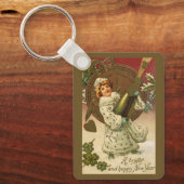 ヴィンテージビクトリアンニューイヤーエブシャンパンエンジェル キーホルダー (正面)