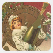 ヴィンテージビクトリアンニューイヤーエブシャンパンエンジェル スクエアシール (正面)