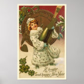 ヴィンテージビクトリアンニューイヤーエブシャンパンエンジェル ポスター (正面)