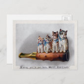 ヴィンテージビクトリアンネコのクリスマス ポストカード (正面/裏面)