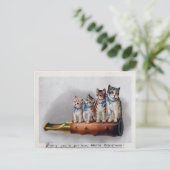 ヴィンテージビクトリアンネコのクリスマス ポストカード (スタンド正面)