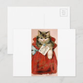 ヴィンテージビクトリアンネコバッグバレンタインデー シーズンポストカード (正面/裏面)