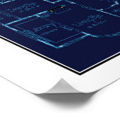 ヴィンテージビクトリアンハウス青写真 ポスター (角)