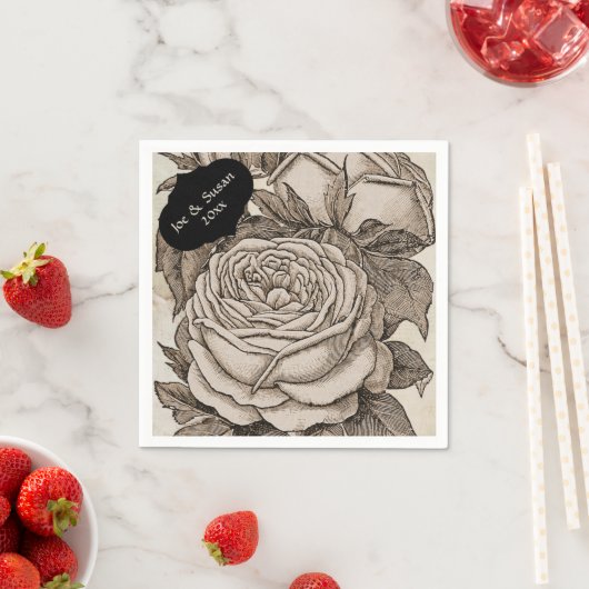 ヴィンテージビクトリアンハロウィーンゴシックバラ スタンダードカクテルナプキン (インサイチュ)