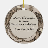 ヴィンテージビクトリアンハロウィーンゴシックバラ セラミックオーナメント (裏面)