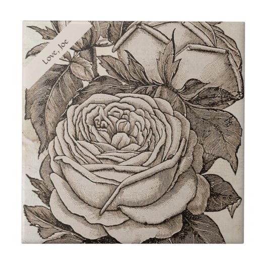 ヴィンテージビクトリアンハロウィーンゴシックバラ タイル (正面)