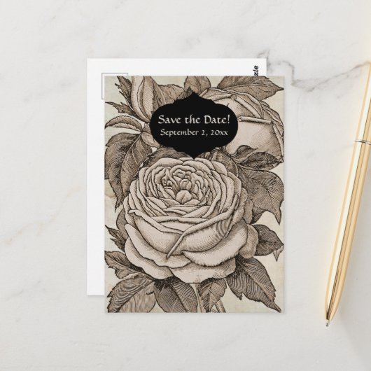 ヴィンテージビクトリアンハロウィーンゴシックバラ ポストカード (正面/裏面インサイチュ)