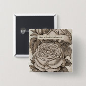 ヴィンテージビクトリアンハロウィーンゴシックバラ 缶バッジ (正面&裏面)