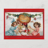 ヴィンテージビクトリアンハロウィーン用挨拶カード ポストカード (正面)