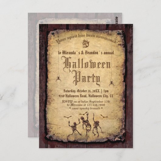 ヴィンテージビクトリアンハローウィンパーティ葉書 ポストカード (正面/裏面)